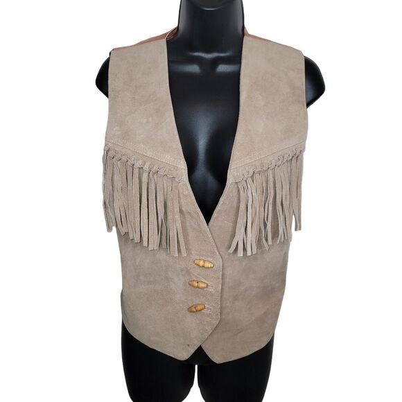 BB Dakota Leatherwear suede fringe vest size Large - Picture 1 of 7